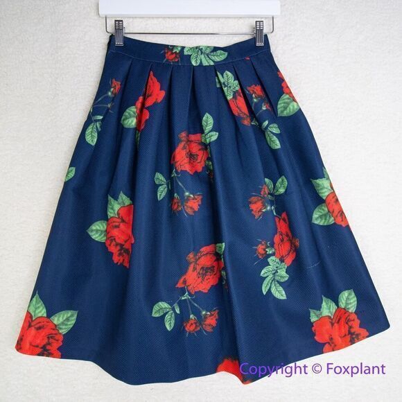 Vintage floral‎ print fit and flare skirt, size XS - Picture 1 of 15